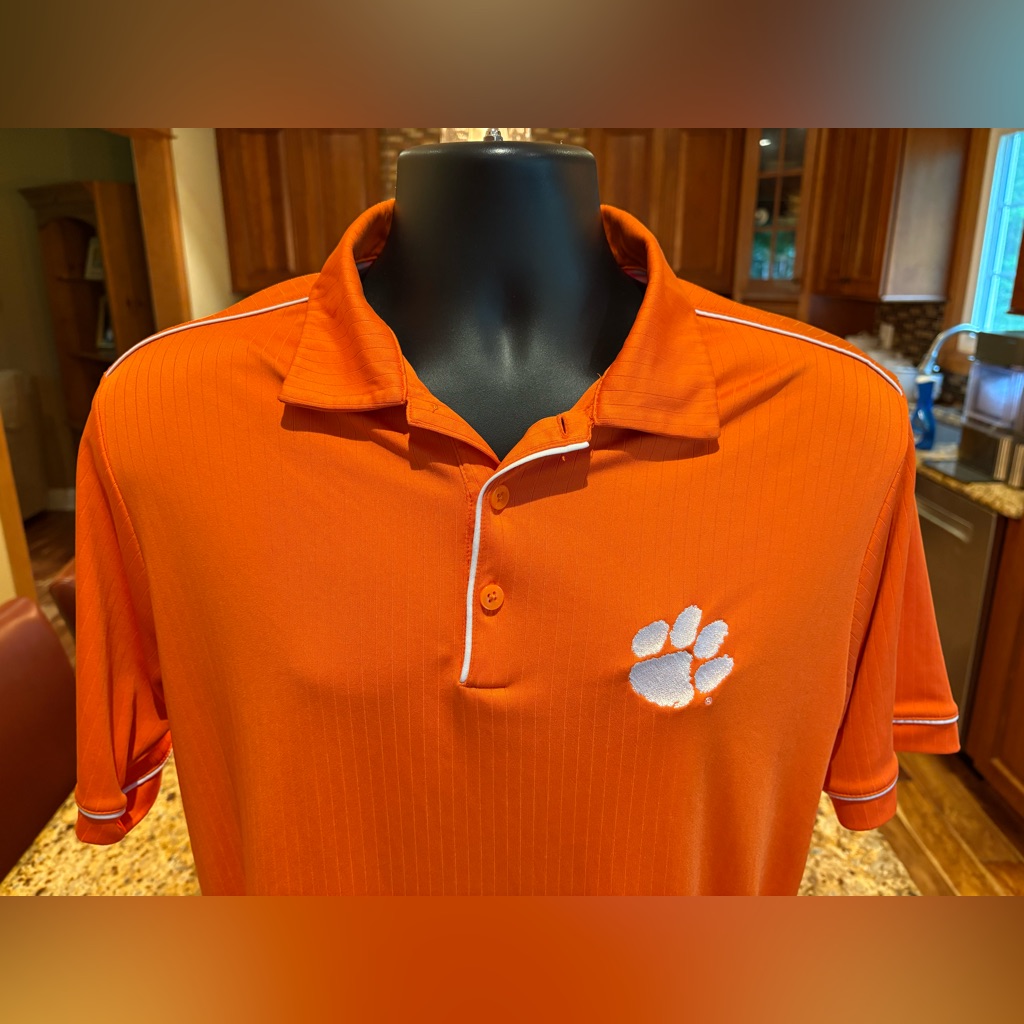Clemson Tigers Ncaa Football Orange Polo Sharp Orange WEmbroidered LogoMedium